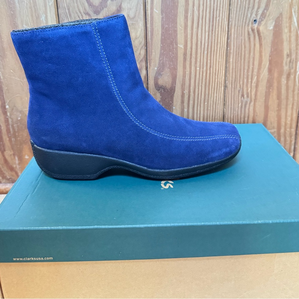 Clarks Blue Suede Ankle Booties